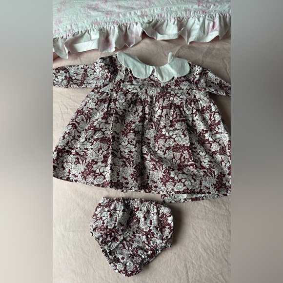 Elegant Floral Kids Dress with White Collar - Picture 4 of 5